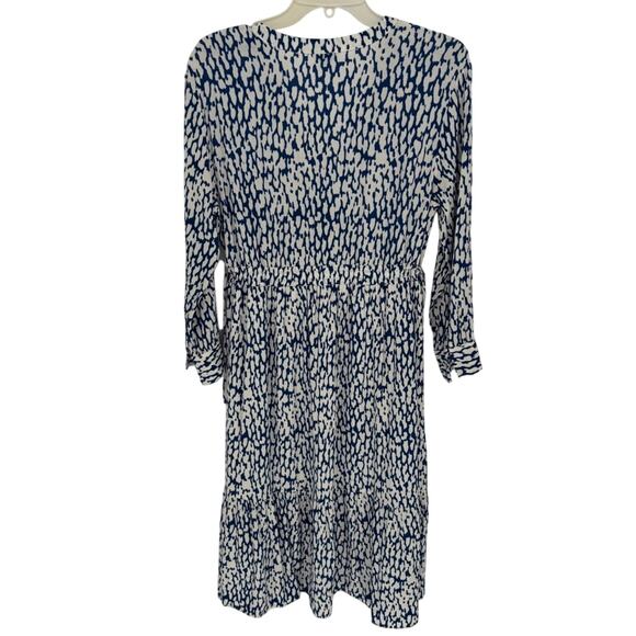 Rails Maple Cobalt Static V Neck Midi Dress Long Sleeve Elastic Waist Medium - Picture 7 of 8
